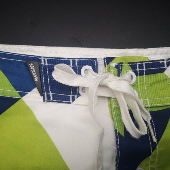 Men's 360 Surf Size 36 Waist Green White & Blue Swim Shorts - Picture 4 of 8